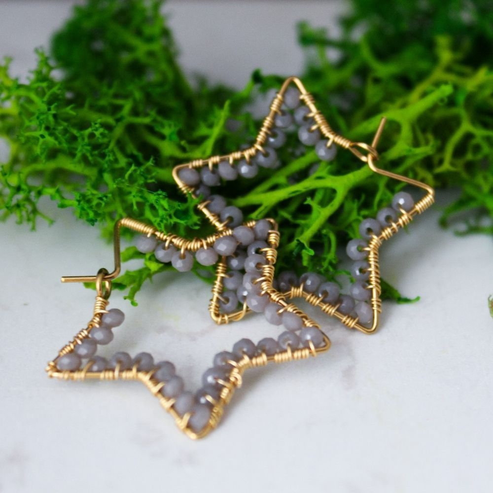 Handmade stainless steel star shaped earrings